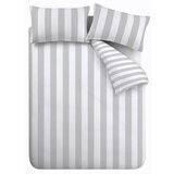 Catherine Lansfield Bela/siva posteljnina za zakonsko posteljo 200x200 cm Cove Stripe – Cene
