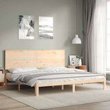 vidaXL Posteljni okvir z vzglavjem 200x200 cm trden les | Shoptok.si