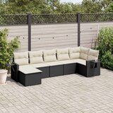  7-dijelni set vrtnih sofa od poliratana s jastucima crni | shoptok.hr