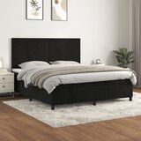  The Living Store Box spring postelja z vzmetnico črna 180x200 cm žamet - Box Spring Postelja, (21444364) Cene