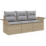 vidaXL Vrtna sedežna garnitura z blazino 3 pcs Bež Poly ratan, (5000144822) | Shoptok.si