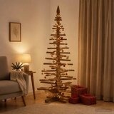  Drveno božićno drvce KOTKA 210 cm Masivna borovina - 210 cm Tamno smeđa završna obrada | shoptok.hr