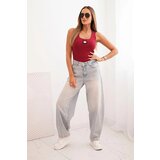 Kesi Women's ribbed tank top with decorative patch burgundy | Shoptok.si