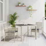 vidaXL Komplet za jedilnico v vrtu 3 pcs Svetlo siva 90 x 90 x 75 cm Cene