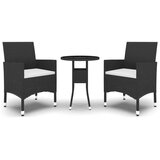 3-dijelni vrtni blagovaonski set od poliratana crni | shoptok.hr