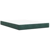 Krevet s box springom madracem i LED-om Tamnozelena Baršun - Tamnozelena 140 x 190 cm Prošiveno gumbima | shoptok.hr