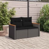  Vrtna sofa s jastucima za 2 osobe, crna, poli ratan | shoptok.hr