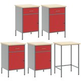  Set radnih ormarića s ladicama s policom 12 kom. Crvena i siva | shoptok.hr