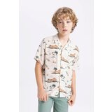 Defacto Boy's Patterned Polo Neck Viscose Short Sleeve Shirt Cene