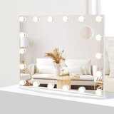 Namještaj Ogledalo za šminkanje s rasvjetom, holivudsko ogledalo, 65 x 14 x 52,5 cm, bijelo | shoptok.hr