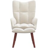 The Living Store Stol za sproščanje s stolčkom kremno bel žamet - Stol Za Sproščanje, (21420391) | Shoptok.si