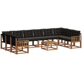  Set vanjskih sofa s jastukom 11 pcs Prirodna i crna | Eponuda.ba
