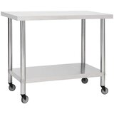 vidaXL Kuhinjski radni stol s kotačima 100x45x85 cm nehrđajući čelik Cijene