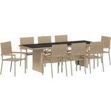  9 delni vrtni jedilni set bež poli ratan, (22015394) | Shoptok.si