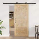  Klizna vrata Prirodna i crna 86 x 198 5 cm Masivna borovina | shoptok.hr