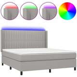  Krevet box spring s madracem LED svjetlosivi 160x200 cm tkanina | shoptok.hr