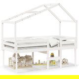  The Living Store Visoka postelja s streho bela 90x200 cm trdna borovina - Visoka Postelja, (21496252) | Shoptok.si