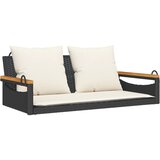 vidaXL gugalna klop z blazinami črna 109x62x40 cm poli ratan, (21208255) Cene