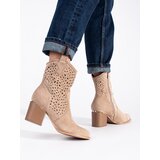 SEASTAR Openwork cowboy boots beige on a heel | shoptok.hr
