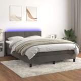  Box spring postelja z vzmetnico LED temno siva 140x200 cm žamet, (20789304) Cene