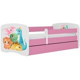 HAPPYKIDS Dječji krevet Dreamy dinosauri 140x70 bez madraca s ladicom Rozičasta | shoptok.hr