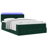  Otomanski krevet s madracem&LED tamnozeleni 140x200cm baršun | shoptok.hr