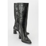 LuviShoes BELIS Black Print Women's Heeled Boots Cene