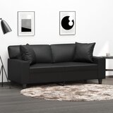  The Living Store Kavč dvosed z okrasnimi blazinami črn 140 cm umetno usnje - Kavč Dvosed, (21447877) Cene