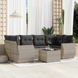 Maison Chic Seti vrtnega pohištva - Vrtna garnitura - Vrtni pohištvo set 7-delna z blazinami siv poli ratan, (21802042) | Shoptok.si