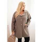Kesi Włoski Plus Size women's coat shearling with wool and pockets fango Cene