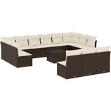 vidaXL 14 kosov Garden Sofa Set z blazinami Brown Poly Rattan, (21830393) | Shoptok.si