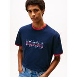Tommy Jeans Majica mornarska / svetlo modra / lila / rdeča | Shoptok.si