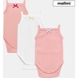 Mafimi Pamučni Bodići na bretele za bebe i decu set od 3 - roze/ bela/ puder Cene