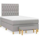  Krevet s oprugama i madrac svjetlosivi 120 x 200cm od tkanine | shoptok.hr