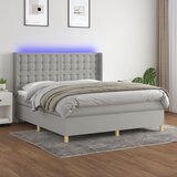 Maison Chic Box spring postelja - Vzmetna postelja z vzmetnico LED sv. siva 160x200 cm blago SL22275, (21901478) | Shoptok.si
