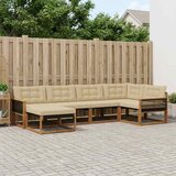  Set vanjskih sofa 6 kom. Prirodna i bež Čvrsto drvo akacije | shoptok.hr