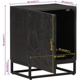  Noćni ormarić crni 40x30x50 cm od masivnog drva manga i željeza | shoptok.hr