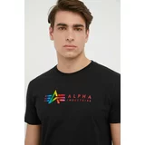 Alpha Industries Bombažna kratka majica črna barva