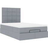 vidaXL Otomanski posteljni okvir z vzmetnico siv 120x190 cm blago | Shoptok.si