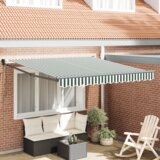 vidaXL avtomatska retraktibilna tenda zelena in bela 300x250 cm, zamenjava tende za okvir 3x2.5 m zelena in bela | Shoptok.si