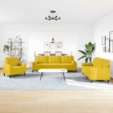  3-dijelni set sofa s jastucima žuti baršunasti | shoptok.hr