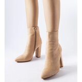 Gemre Beige block heel ankle boots eco-suede Borgetto | shoptok.hr