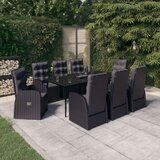 9-dijelni vrtni blagovaonski set s jastucima crni | shoptok.hr