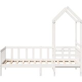  Dnevna postelja s klopjo in streho bela 80x200cm trdna borovina | Shoptok.si