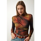  Women's Brown Draped High Neck Sandy Blouse | Shoptok.si