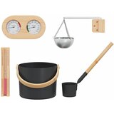  Set pribora za saunu 5 pcs Crna Aluminij i čvrsto drvo bora | shoptok.hr