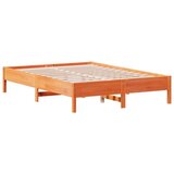 vidaXL Posteljni okvir brez vzmetnice vošč. rjav 150x200 cm borovina | Shoptok.si
