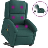 vidaXL Električni masažni naslonjač na podizanje tkanina tamnozeleni | shoptok.hr