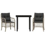  3-dijelni bistro set s jastucima svjetlosivi od poliratana Siva Dužina stola 80 cm | shoptok.hr