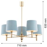 Brilagi Luster na šipci MONTE 5xE27/15W/230V plava/zlatna | Eponuda.com
